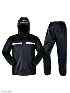 Men's Waterproof Rain Suit Jacket & Pants Set Reflective Workwear